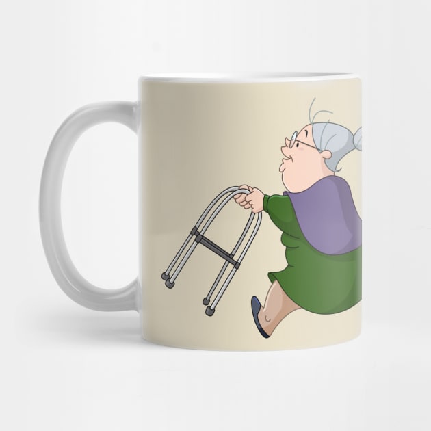 Old Woman Running with Walker by DigiToonsTreasures